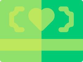 A green and yellow square with a heart and a line vector