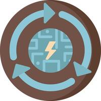 A circular icon with a lightning bolt and arrows vector