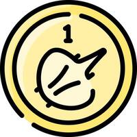 A yellow coin with a hand drawn image of a person vector