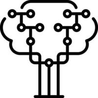 A black and white tree with a single line connecting it vector