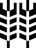 Two black and white geometric shapes with a single arrow vector