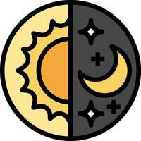 The moon and the sun are shown in a circle vector