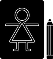 A girl with a pencil and a pencil icon vector