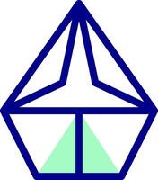 A blue triangle with green lines on it vector