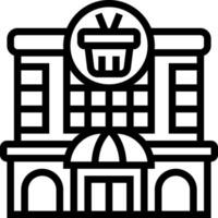 A black and white image of a building with a shopping basket vector