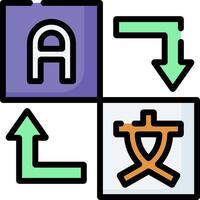 A symbol with arrows pointing to the right and left vector