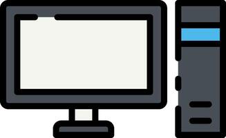 Computer monitor and keyboard icon vector