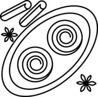 A coloring page with a plate and two spoons vector