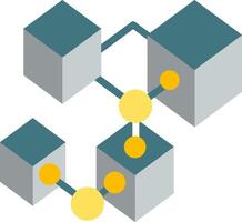 A diagram of a network with three cubes vector