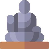 A buddha statue sitting on a wooden block vector