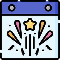 Calendar icon with fireworks vector
