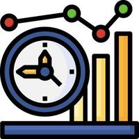 An icon of a clock and graphs vector