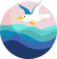 A bird flying over the ocean with waves vector