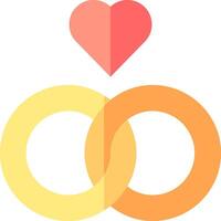 Two rings with a heart in the middle vector