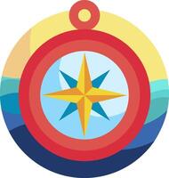 A compass with a star on it in a circle vector