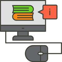 Computer mouse and books on monitor vector