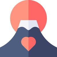 An icon of a mountain with a heart in the middle vector