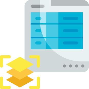 A computer with a yellow box on top of it vector