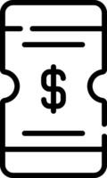 A black and white image of a ticket with a dollar sign vector