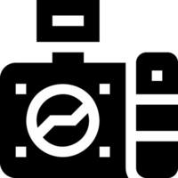 A black and white camera icon with a white background vector
