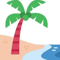 A palm tree on the beach with the ocean in the background vector