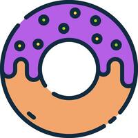 A donut with purple icing and sprinkles on it vector