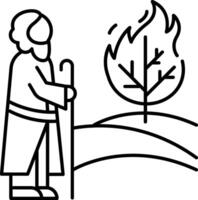 A man is standing next to a tree with a stick vector