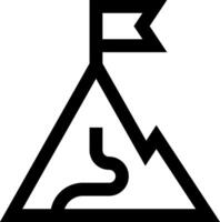 A black and white logo with a mountain and a flag vector