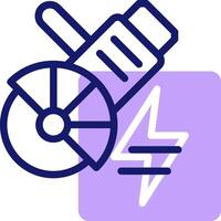 A purple icon with a lightning bolt and a power cord vector