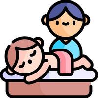 A woman is getting a massage from a man vector
