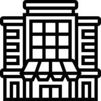 A black and white line drawing of a building vector