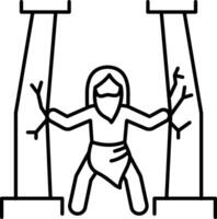 An outline of a man with a sword and a shield vector