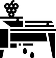 A black and white illustration of a table with grapes vector