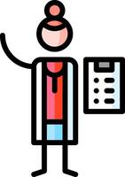 A cartoon man holding a clipboard and pointing to it vector