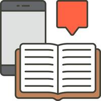An open book and a smartphone illustration vector