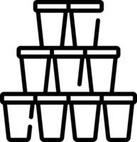 A stack of cups with a black outline vector