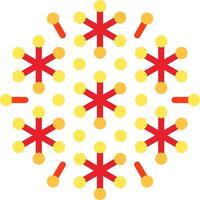 A snowflake pattern with red and yellow dots vector