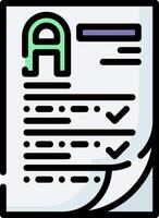 A form with a check mark and a green arrow vector