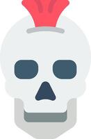 A skull with a red mohawk on its head vector