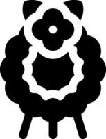 A black and white sheep with a flower on its head vector