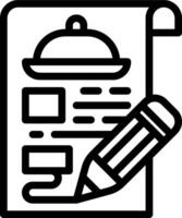 A black and white image of a menu with a pen vector