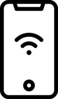A black and white image of a phone with wifi vector