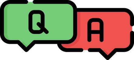 Two speech bubbles with the word q and a vector