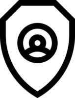 A black and white logo of a shield with a circle inside vector