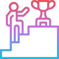 A person standing on a ladder with a trophy in front of them vector