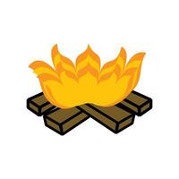 Bonfire icon in isometric 3d style on a white background. Campfire icon isolated on white background for your web and mobile app design, Campfire logo concept vector