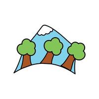 Mountains and trees icon. illustration of a mountain and tree flat style. Natural illustration element design. Can be used in design elements for children's story books and others vector