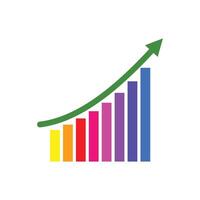 Business graph icon on background for graphic and web design. Flat color design. Creative illustration concept symbol for financial report or analysis vector