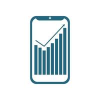Smartphone with graph icon. Flat design style eps 10. Illustration element design Financial report graph displayed on a mobile phone screen. Financial application user interface vector