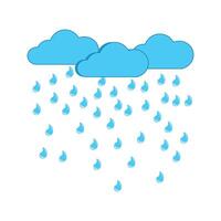 Rainy weather. Blue icon on white background. Weather symbol. Meteorology sign. Flat color design. Illustration. Graph symbol for travel and tourism web site and apps design vector
